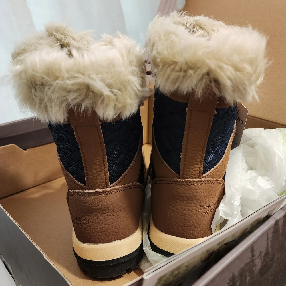 BearPaw Marina Waterproof Quilted Faux Fur Snow Boot in Hickory II, Size 6. NIB - Picture 4 of 14